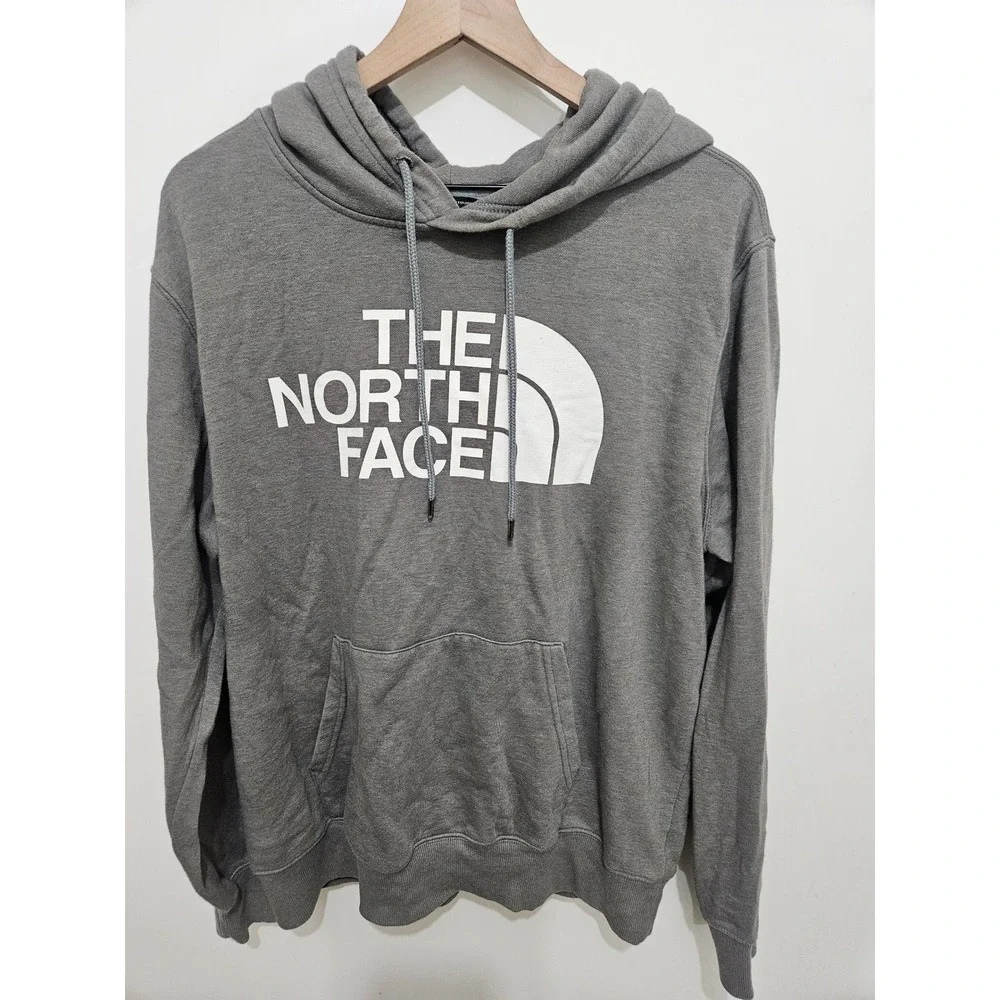 The North Face Mens Gray Logo Graphic Pullover Hoodie Sweatshirt Large
